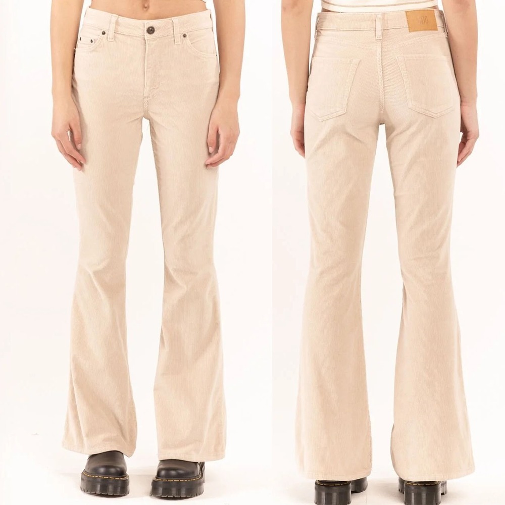 BDG Cream Corduroy Flare‎ Pants High Rise Five Pocket Stretch Womens 28x31